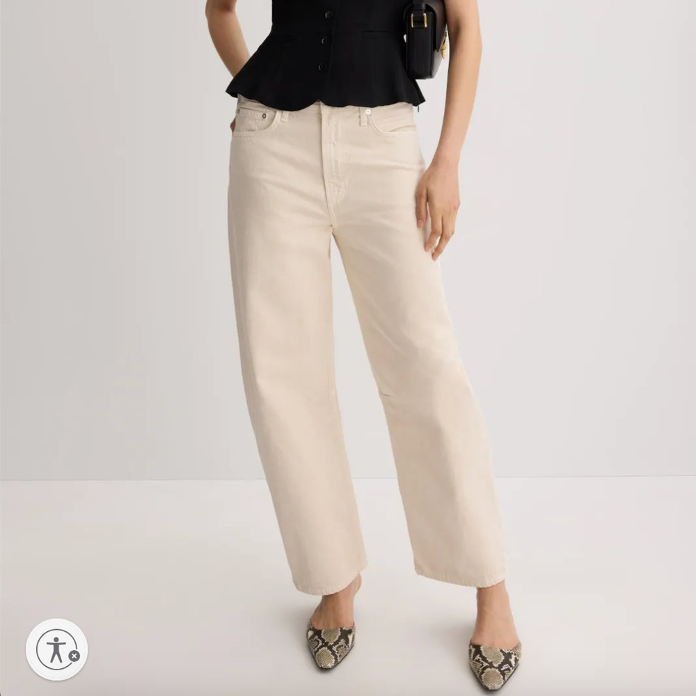 Citizens Of Humanity White micro barrel Jeans Size31 High rise baggy rigid $248